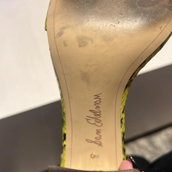 Sam Edelman neon snakeskin chunky heel ankle strap size 6.5 - Picture 4 of 4